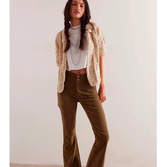 Free people we the free Jayde Cord Flare Jeans-Fir Green size 27 - Picture 6 of 6